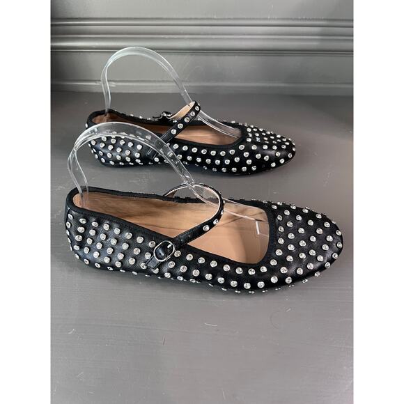 Steve Madden Ballet Flats Rhinestone Embellished Sz 8.5 Edgy **READ - Flaw** - Picture 5 of 6